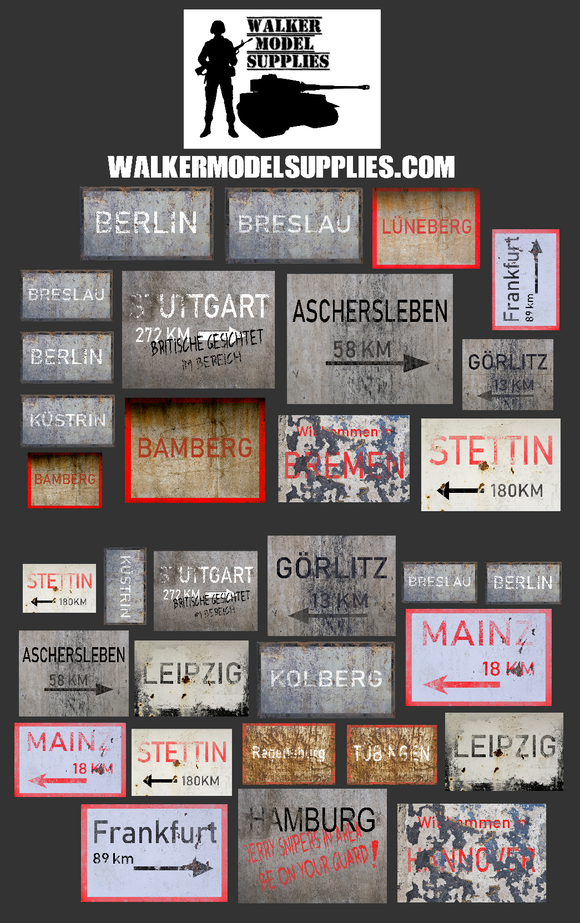 1:35 Scale WW2 City / Town Signs