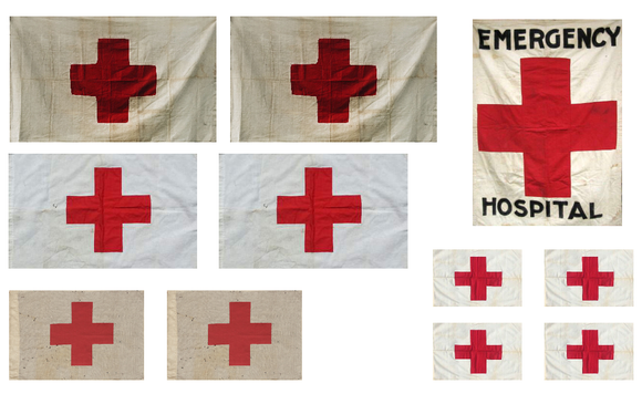 1:35 Scale WW2 Red Cross flags on cotton canvas or cotton peel. Set 1