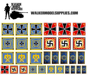 1:72 Scale WW2 German flags on cotton peel. Set 6