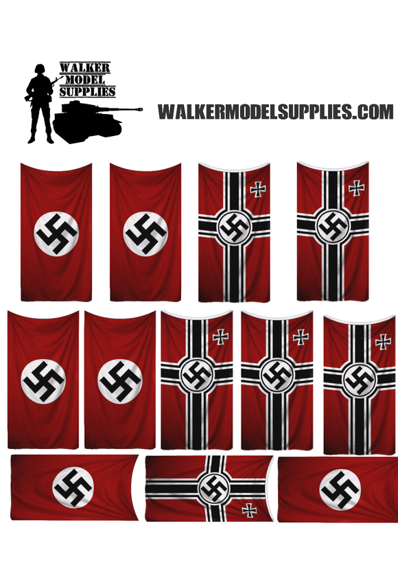 1:35 Scale Pre-cut WW2 German Flag matt stickers . Set 3