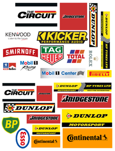 1:18 Scale Modern Garage Signs. Decals / Stickers Set 2