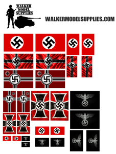 1:35 Scale Pre-cut WW2 German Flag matt stickers . Set 1