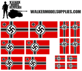 1:35 Scale WW2 German War Ensign 1935-1945 flags on cotton peel. Set 2