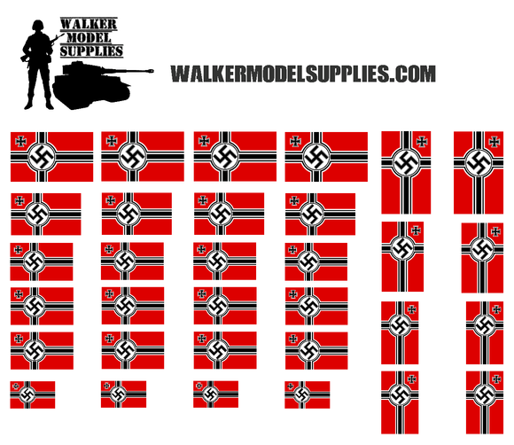 1:72 Scale WW2 German flags on cotton peel. Set 2