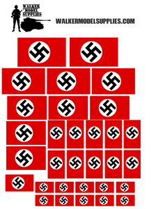 1:35 Scale Pre-cut WW2 German Flag matt stickers . Set 6