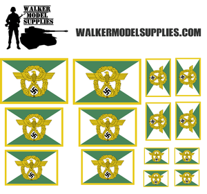 1:35 Scale WW2 German Flag of the Ordnungspolizei "Order Police"1936–1945 on cotton peel. Set 10