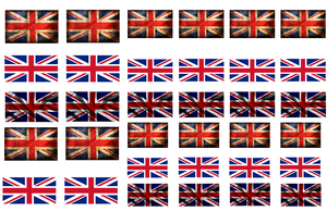 1:72 Scale WW2 British flags on cotton peel. Set 1