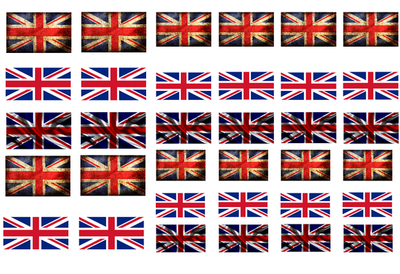 1:72 Scale WW2 British flags on cotton peel. Set 1