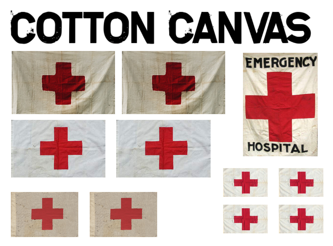 1:35 Scale WW2 Red Cross flags on cotton canvas or cotton peel. Se...