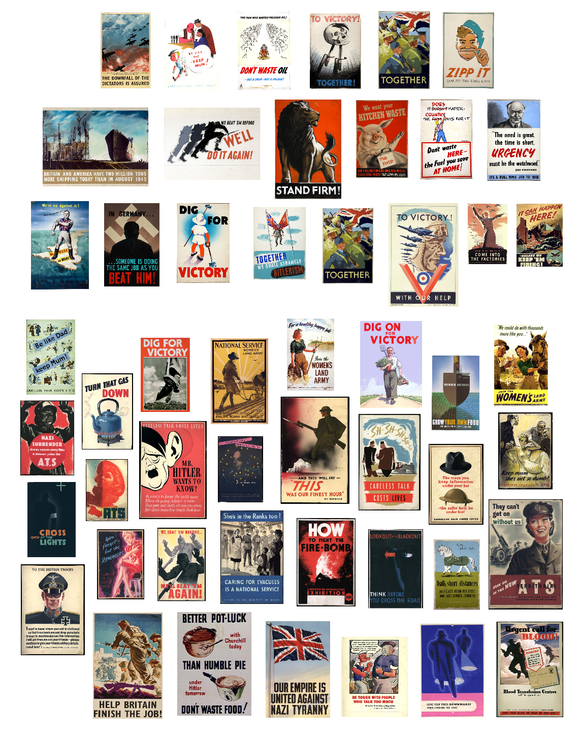 1:35 Pre-cut WW2 British Propaganda posters / stickers