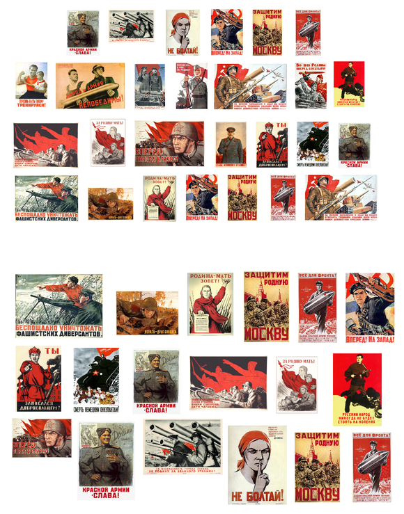 1:35 Pre-cut WW2 Russian Propaganda posters / stickers