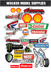 1:18 Scale Modern Garage Signs. Decals / Stickers Set 3